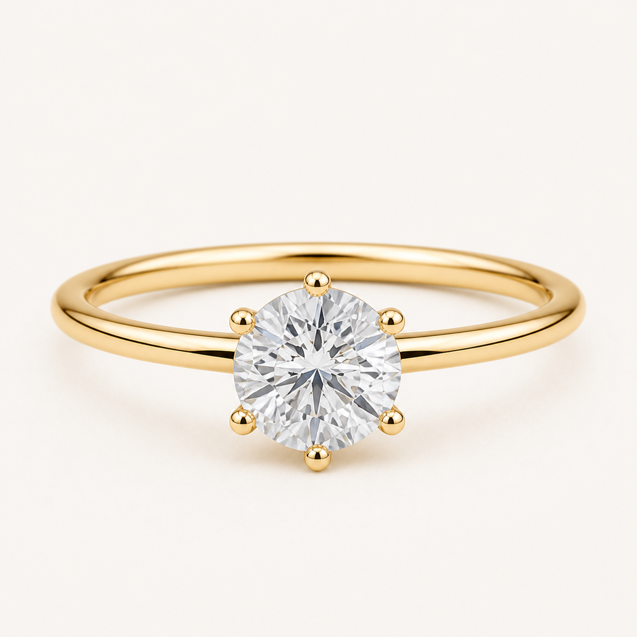 Firenze — Anillo solitario con diamante corte Redondo en Oro amarillo, vista frontal